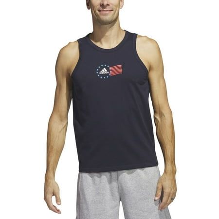 Adidas Men's Sleeveless American Flag Tank Top - Blue