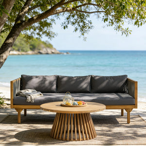 2-Piece Outdoor Patio Set: Sofa with Dark Grey Cushions