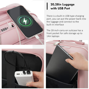 4-Piece Luggage Set with USB Charging Ports