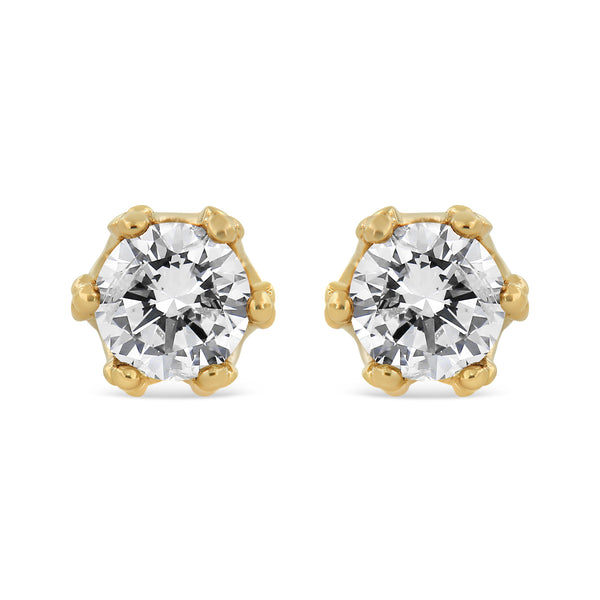 14K White Gold 1/2 Cttw Round Diamond Crown Stud Earring (I-J Color, I1-I2 Clarity)