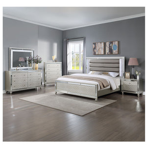 Modern Panel Bed Wit Tufted Design And Integrated LED Lighting