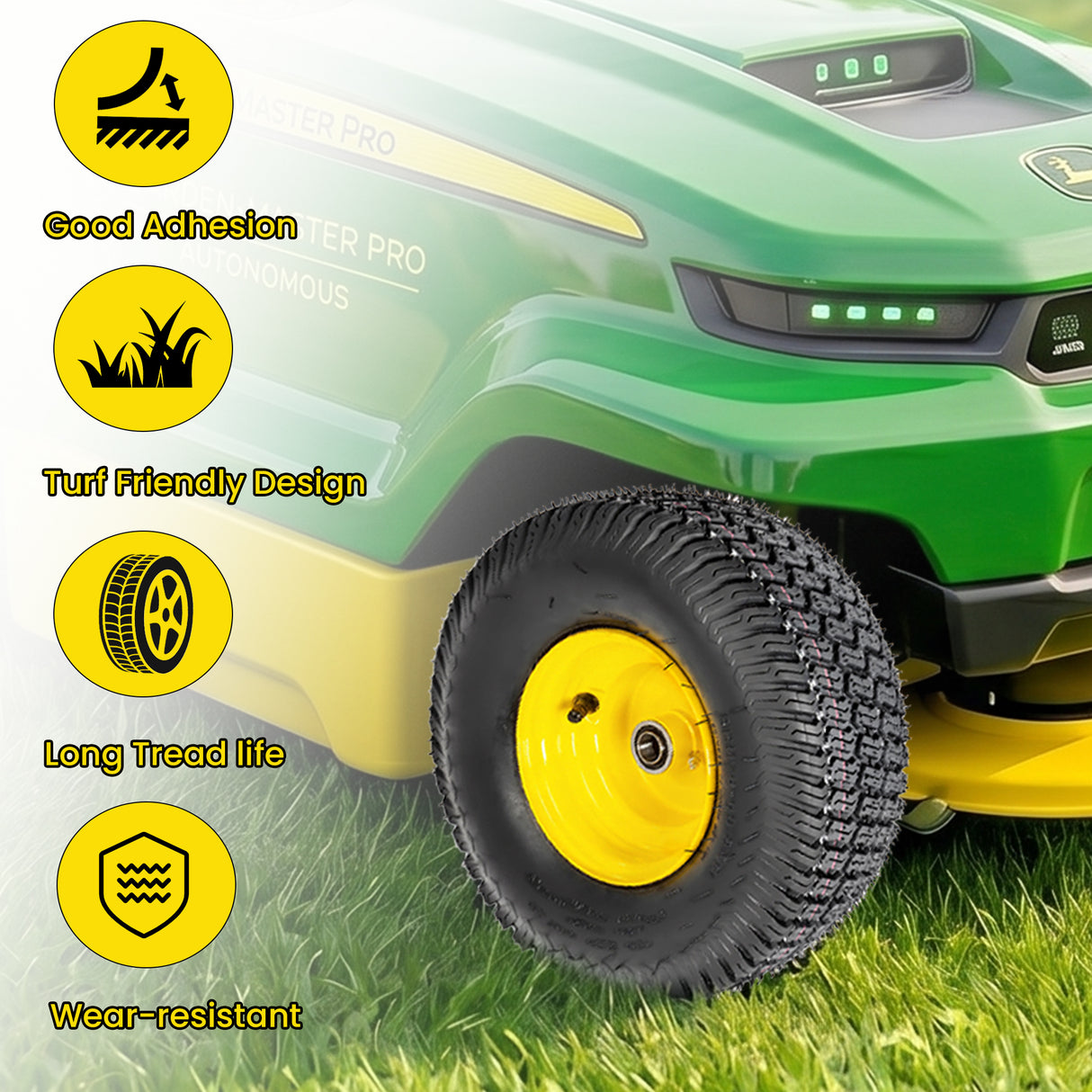 Set of 2 15x6.00-6 Lawn Mower Tires and Wheel Assembly