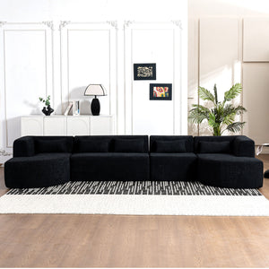 Upholstered Sofa Free Combined Sofa Couch With 2 Chaise Lounge And Five Back Pillows For Living Room