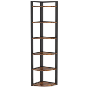 Tall 6 Tier Corner Bookshelf For Living Room