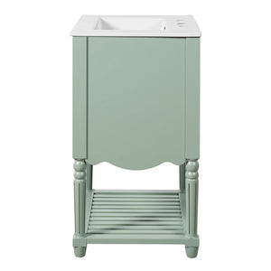 Wave Design Bathroom Vanity With Sink, 2 Drawers And Open Shelf