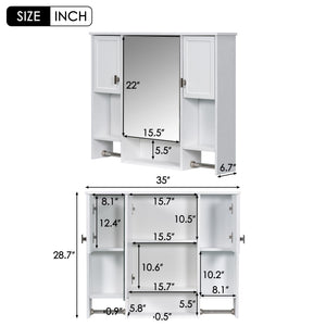 Wall Mounted Bathroom Storage Cabinet With Mirror, Medicine Cabinet With Towel Bar