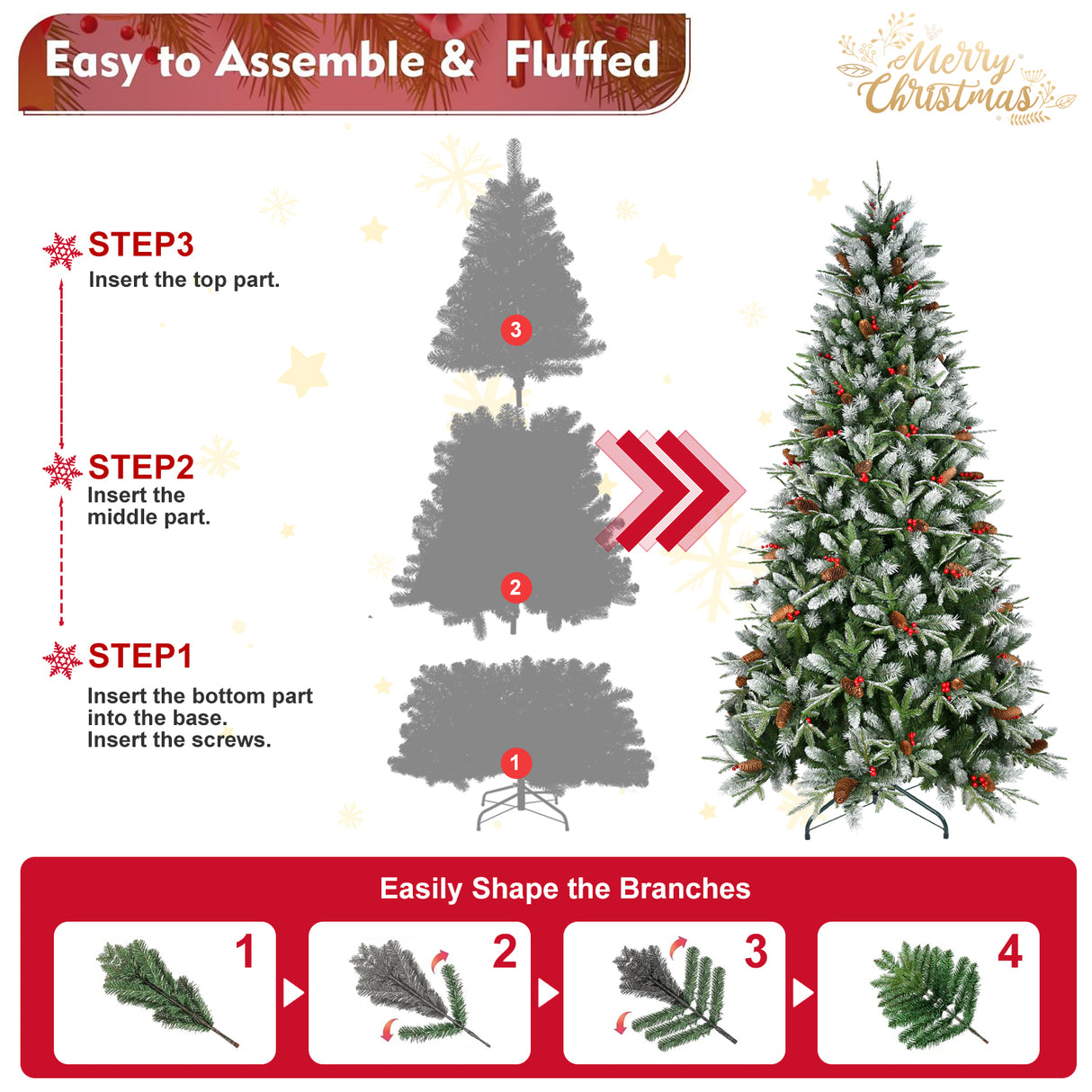 8Ft Christmas Tree with 2850 Tips