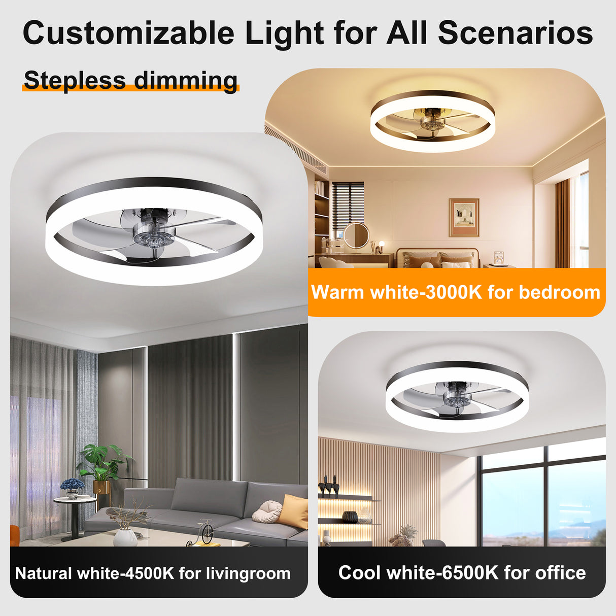 19.7" LED Ceiling Fan Light with Remote & App Control