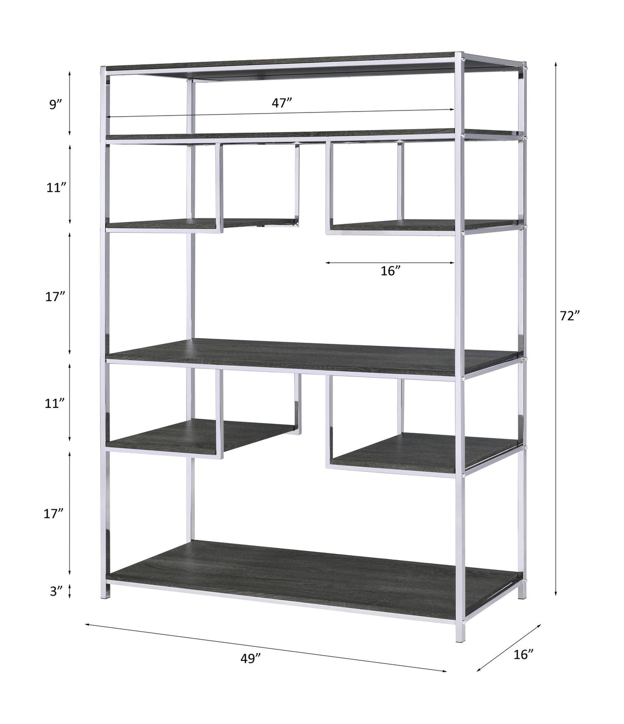 Vonara - Bookshelf - Chrome / Gray / Oak - Best Buy Furniture