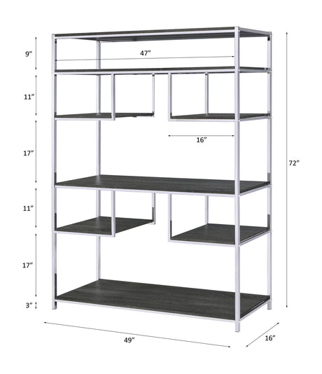 Vonara - Bookshelf - Chrome / Gray / Oak - Best Buy Furniture