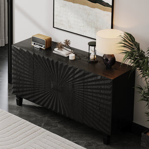 59'' Modern Buffet Sideboard with 4 Sunburst Doors