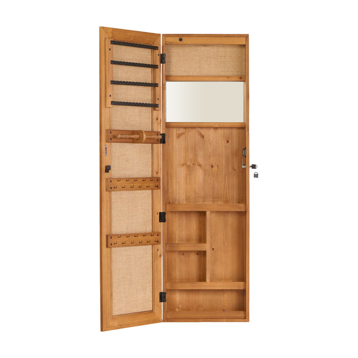 Jewelry Armoire Organizer with Full Length Mirror and LED Light - White, Dark Brown, Light Brown