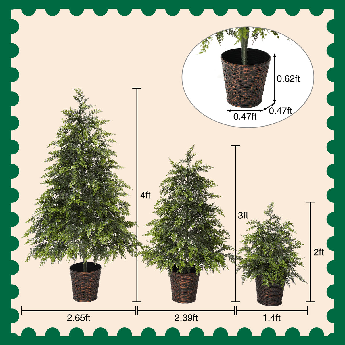 3-Piece Pre-Lit Christmas Tree Set