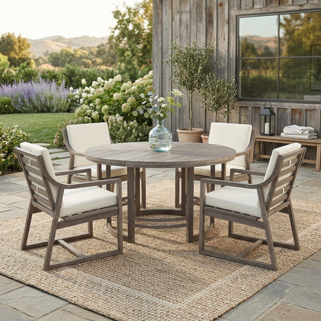 Outdoor Dining Set 5-Piece Patio Table and Chairs with Umbrella Hole