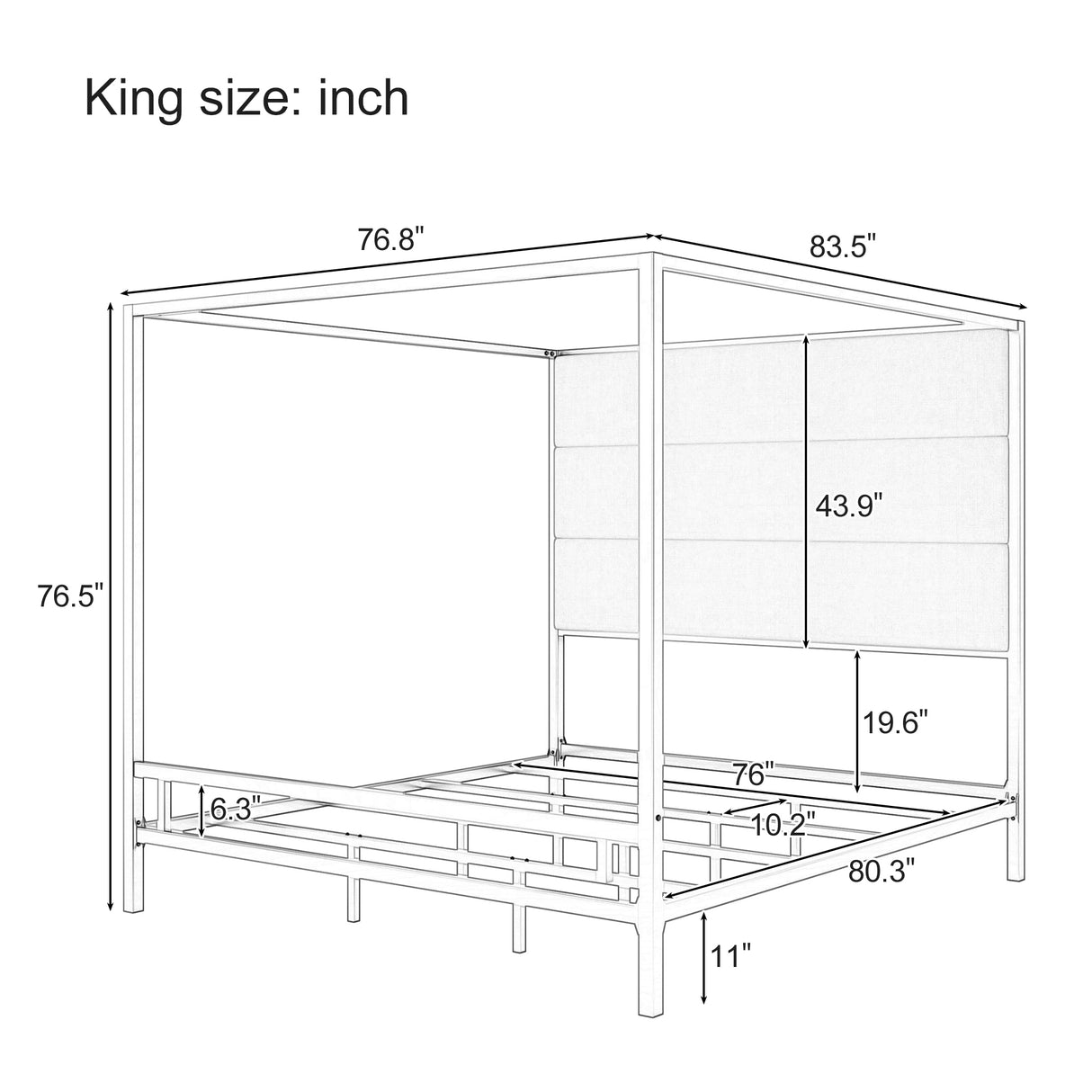 Modern Gold Metal Canopy Bed
