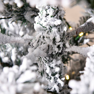 HOMCOM 6ft Pre-Lit Snow-Flocked Slim Douglas Fir Christmas Tree
