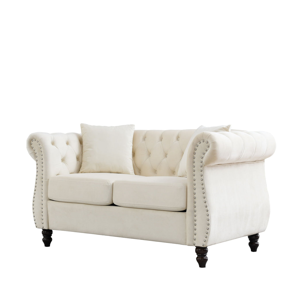 Chesterfield Sofa With Rolled Arms And Nailhead Trim