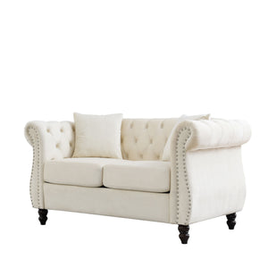Chesterfield Sofa With Rolled Arms And Nailhead Trim
