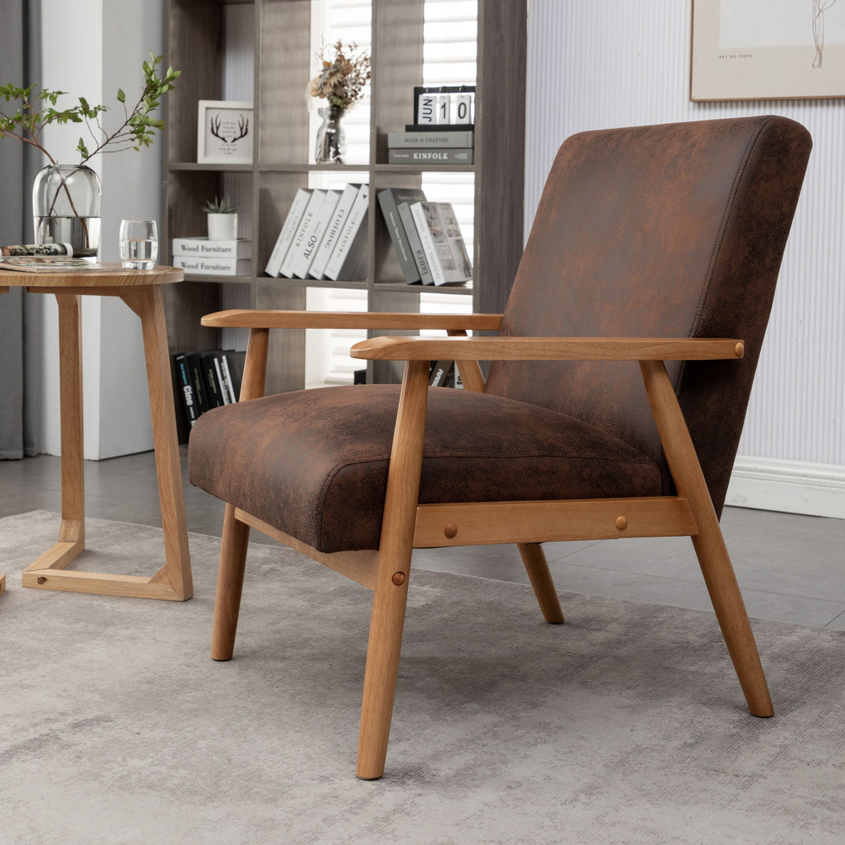 Wide Arm Chair - Brown
