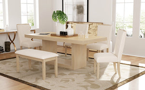 TOPMAX Contemporary 6-Piece Extendable Pedestal Dining Table Set