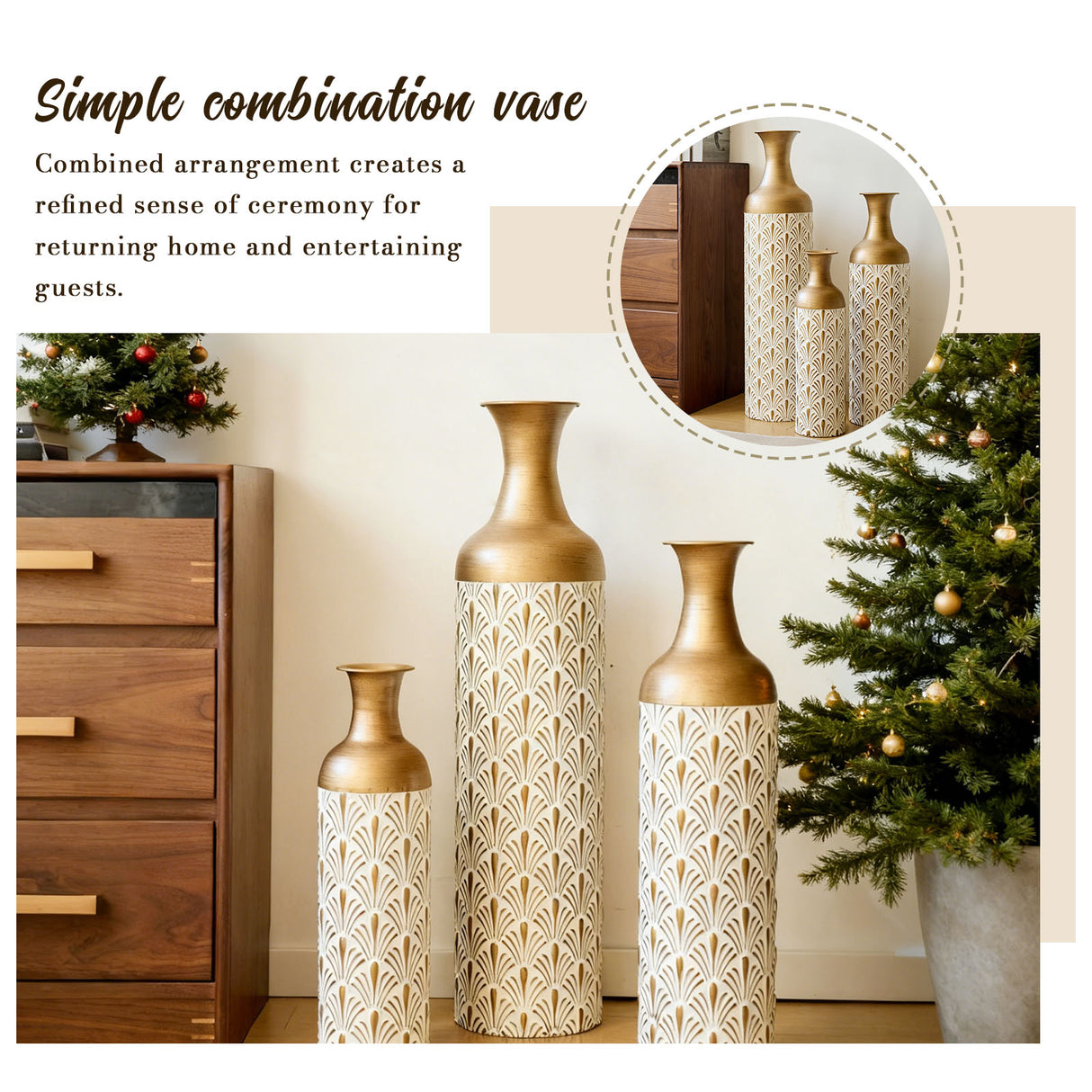 Decorative Metal Vases, Set of 3