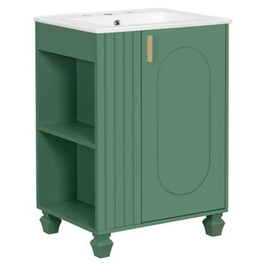 Classic Retro Bathroom Vanity With Sink, Door Shelf, Side Open Storage Frame - Best Buy Furniture