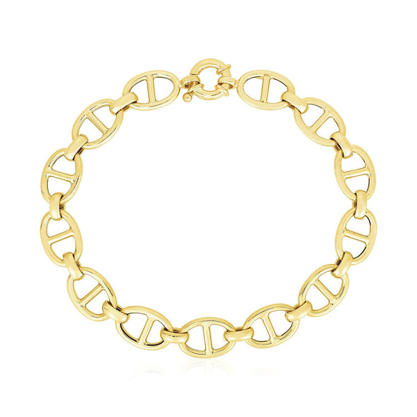 14k Yellow Gold High Polish Mariner Link Bracelet (8.8mm)