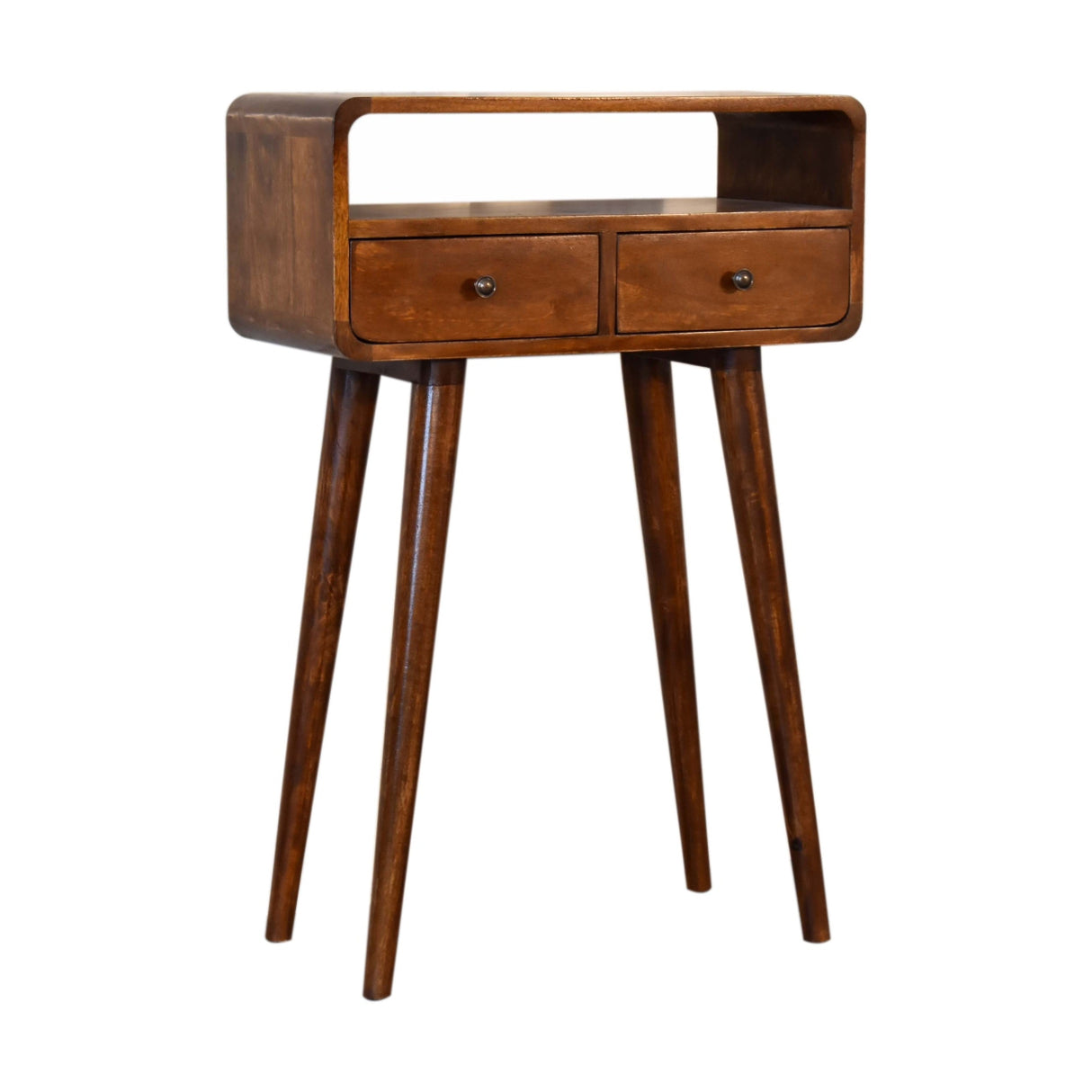 Solid Wood Mini Console Table, 2 Drawers, 1 Open Slot