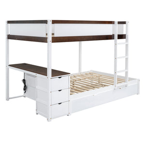 Bunk Bed With Twin Size Trundle, Storage And Desk