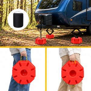 6-Inch RV Jack Block, 2-Pack with Carry Bag and Rope, Red