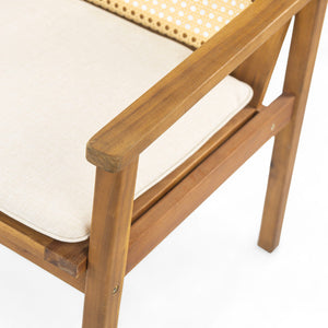 Preston - Outdoor Dining Chair With Cushion (Set of 2) - Teak / Beige