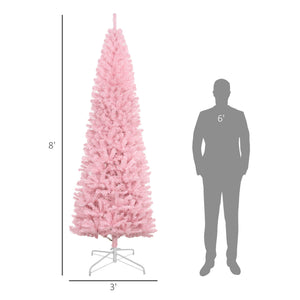 HOMCOM 8' Tall Unlit Slim Douglas Fir Artificial Christmas Tree