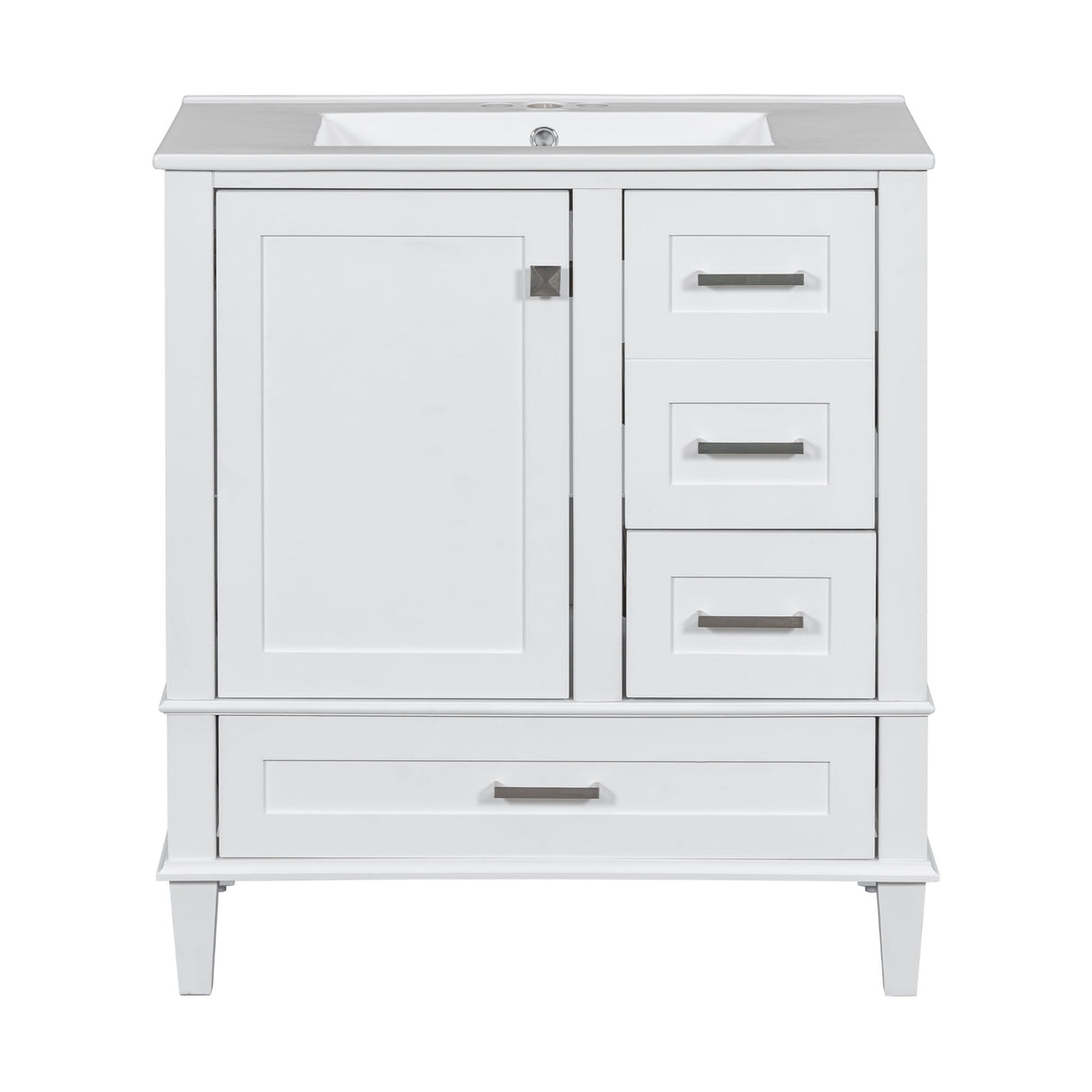 Bathroom Vanity & Tall Storage Cabinet Set With Doors, Adjustable Shelves, Soft Close Hinges, Sink
