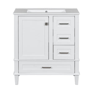 Bathroom Vanity & Tall Storage Cabinet Set With Doors, Adjustable Shelves, Soft Close Hinges, Sink
