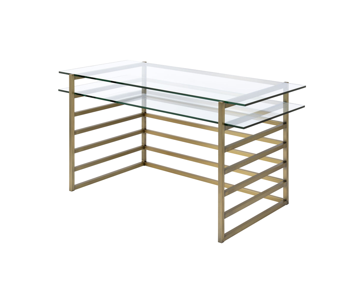 Shona Clear Glass Top & Antique Desk