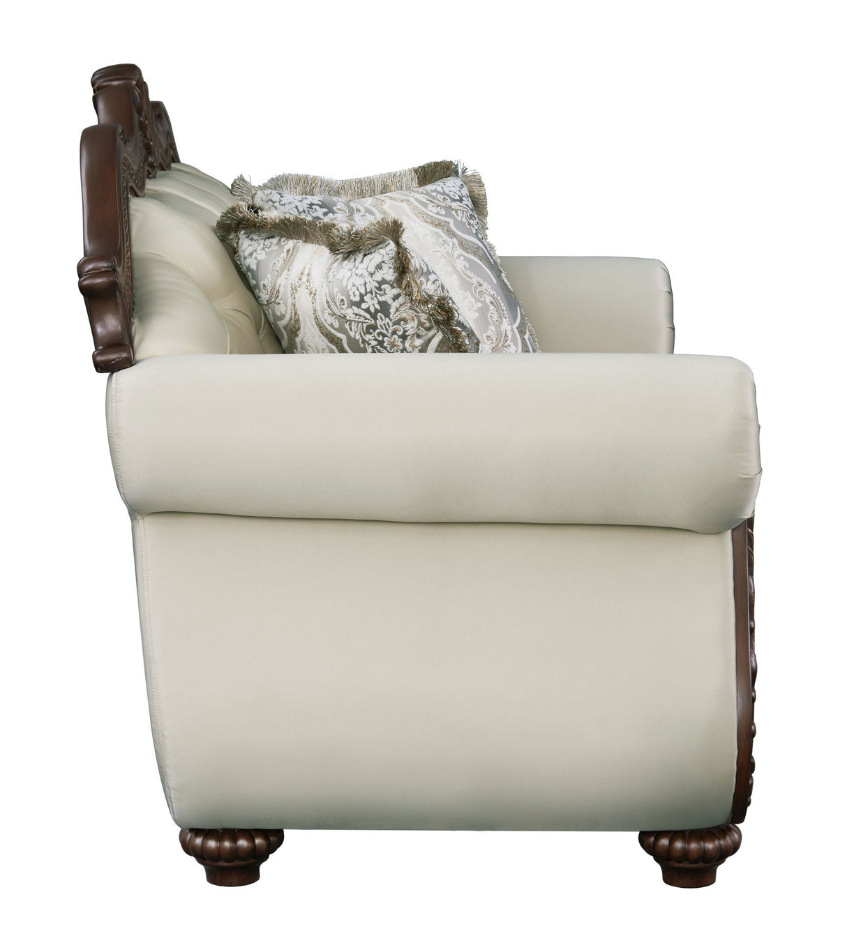 Pierce - Loveseat With 3 Pillows - Beige / Cherry - Best Buy Furniture