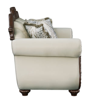 Pierce - Loveseat With 3 Pillows - Beige / Cherry - Best Buy Furniture