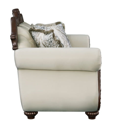 Pierce - Loveseat With 3 Pillows - Beige / Cherry - Best Buy Furniture