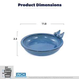 Handmade Ceramic Bird Bath, 11.8 Inch