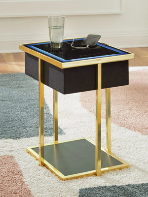Rexwell - Accent Table With Speaker - Black / Gold Finish - Best Buy Furniture