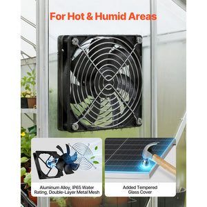 Solar Powered Fan with 30W Solar Panel and Dual Fans