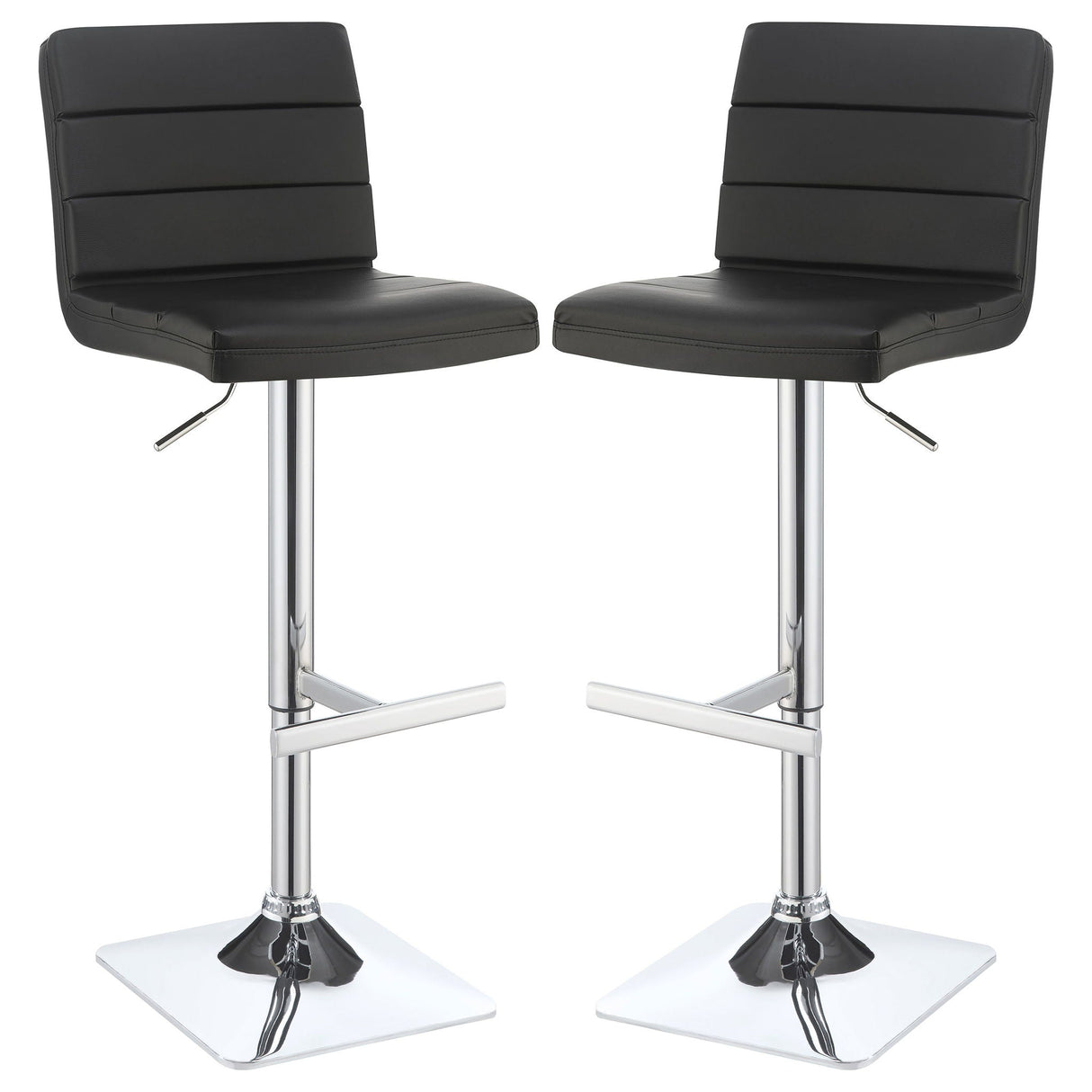 Adjustable Tufted Bar Stool (Set of 2) - Black
