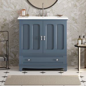 Bathroom Vanity With Sink, Cabinet With Adjustable Shelf And Drawer Divider