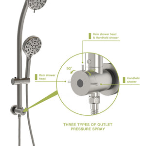 Multi Function Dual Shower Head System With 4.7" Rain Showerhead, 8 Function Hand Shower, Adjustable Slide Bar