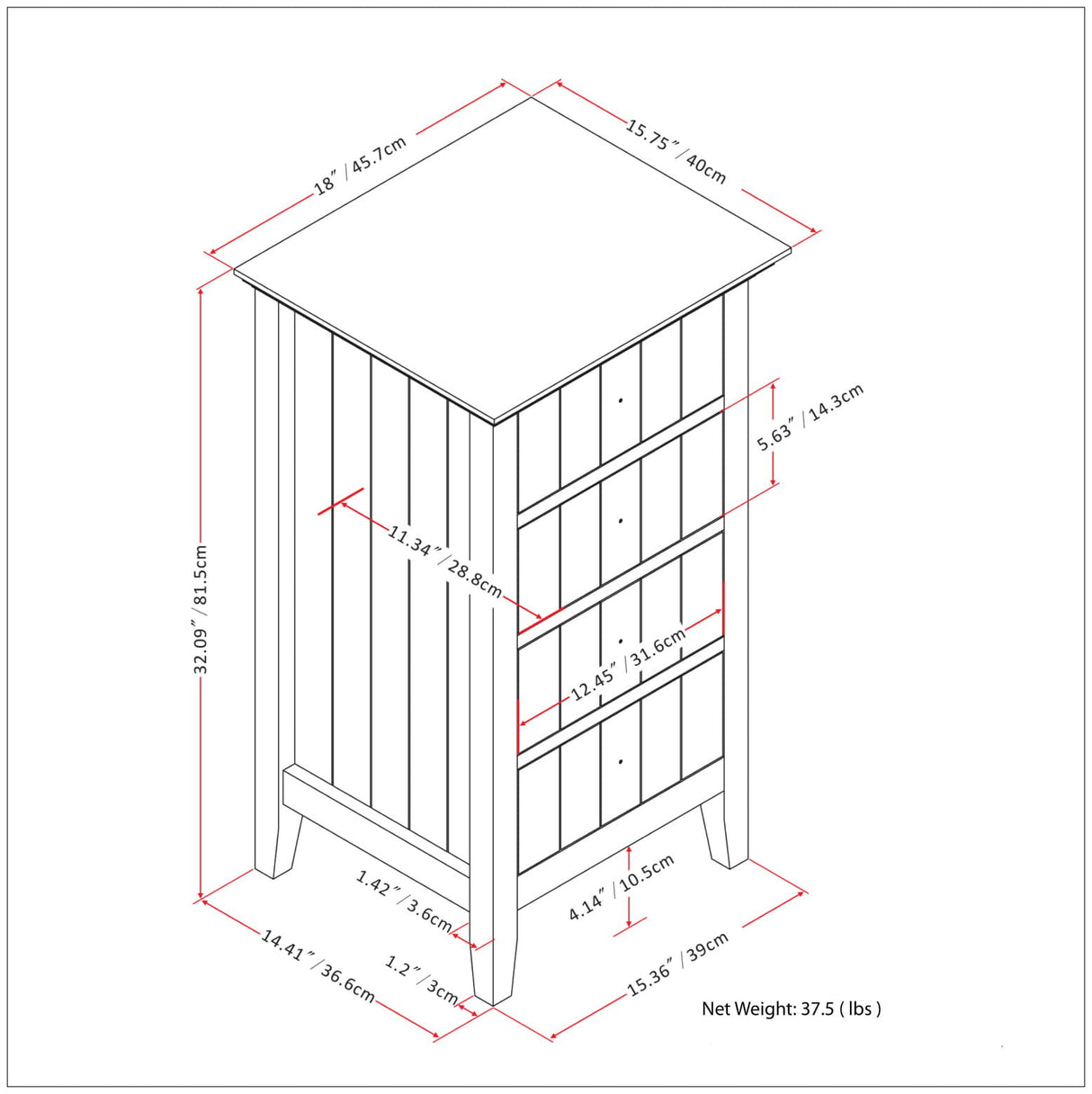 Acadian - 4 Drawer Floor Storage Cabinet - Pure White