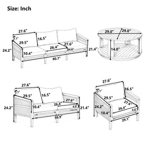 TOPMAX 5-Piece Acacia Wood Patio Furniture Set