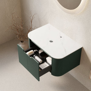 DINA 30" Wall Mounted Plywood Cabinet with Carrara