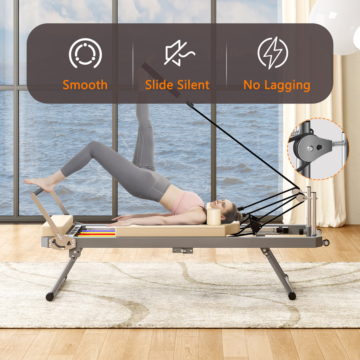 Foldable Pilates Reformer Machine for Home Gym