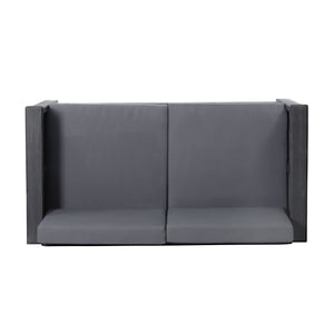 Acacia Wood Loveseat And Coffee Table Set With Cushions