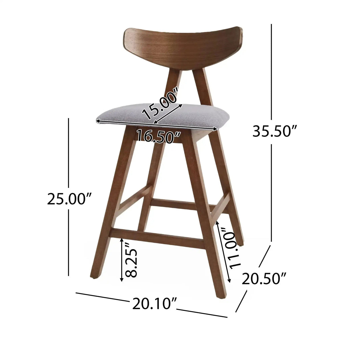 Mid Century Modern Counter Stool With V Shape Frame And Upholstered Seating - Best Buy Furniture